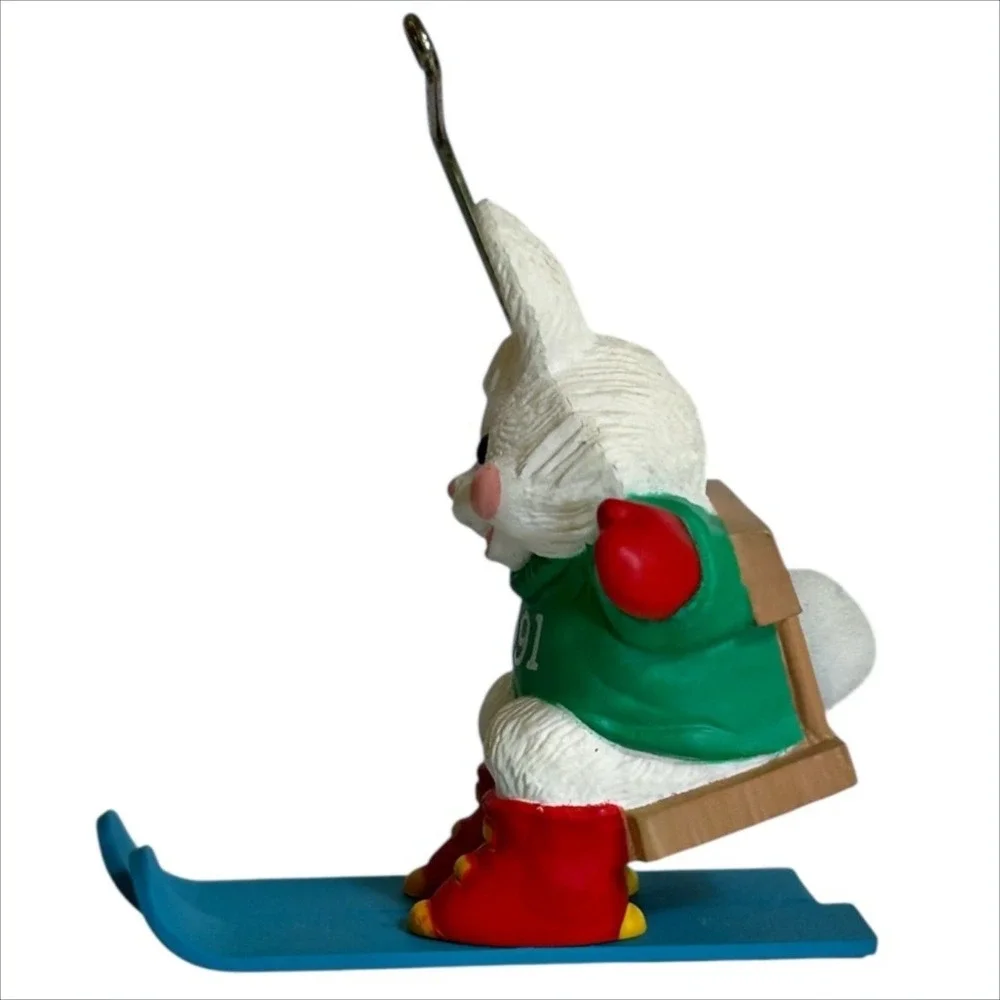 Hallmark Keepsake Ornament Ski Lift Bunny Christmas Tree Decoration Vintage 1991